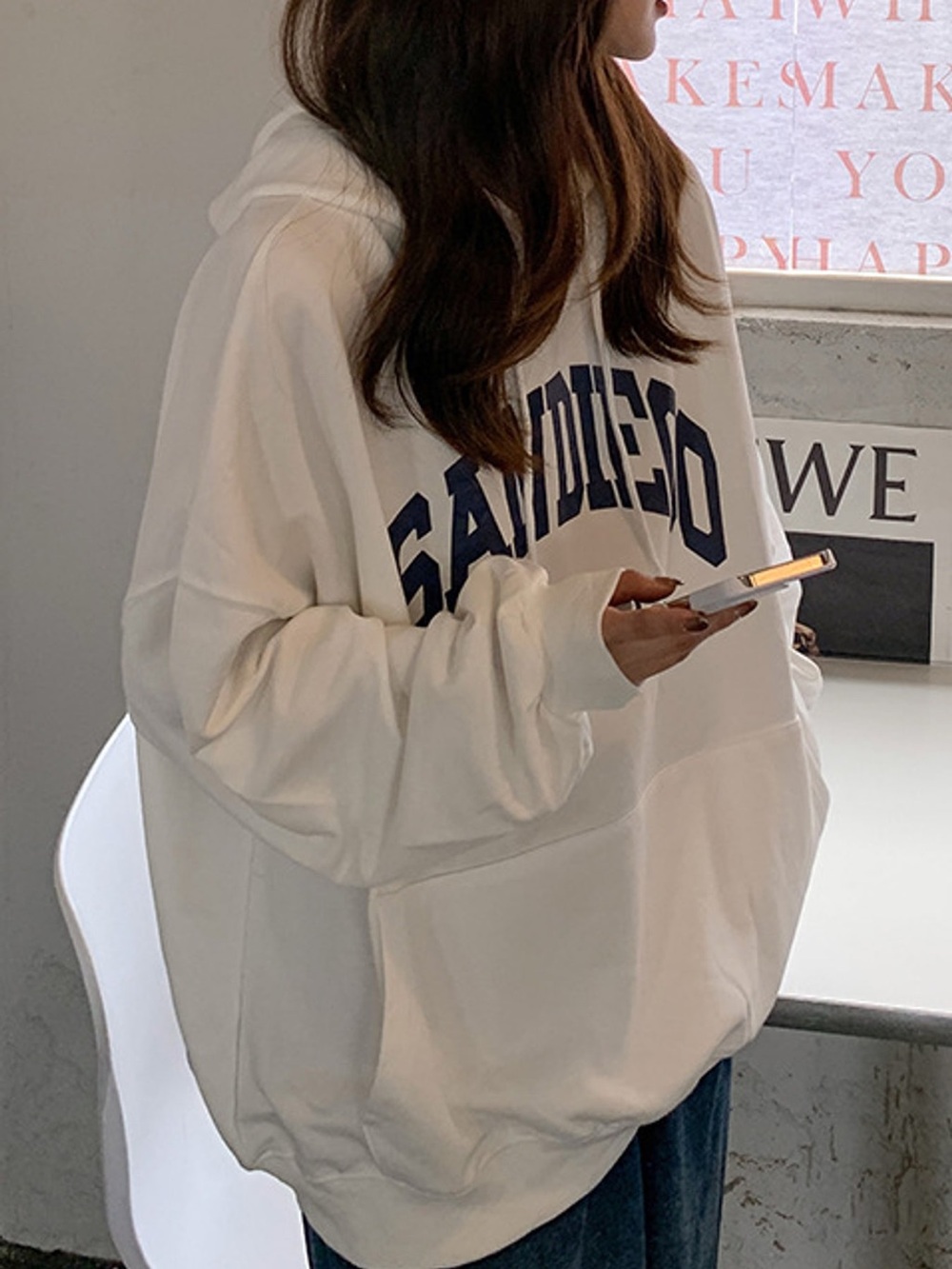 Letter Graphic Long Sleeve Hoodie - Picture 8 of 16